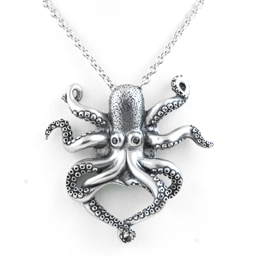 black cz eyed octopus necklace