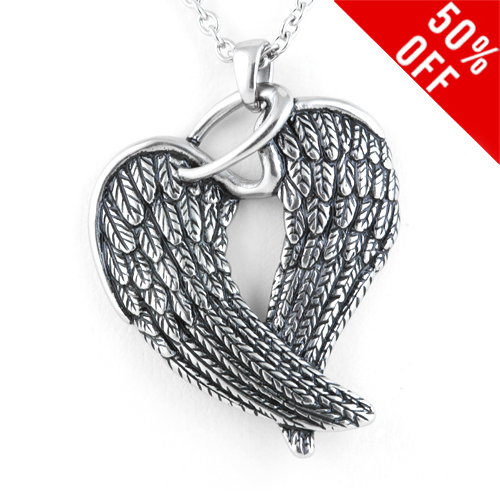 Steel Wings & Halo Necklace