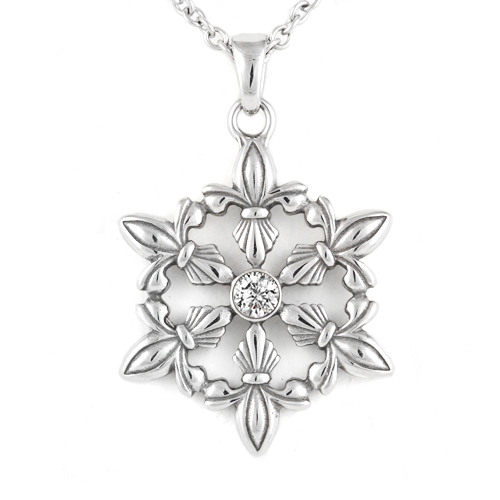 Snow Flake Fleur-De-Lis Glimmer Necklace